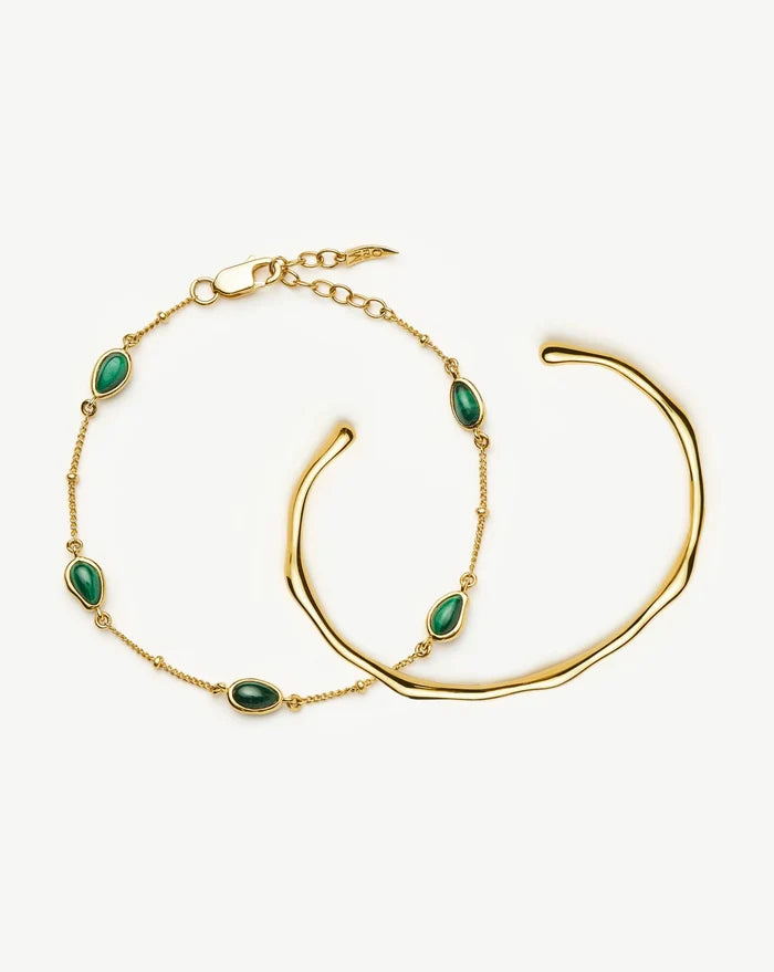 Magma Gemstone & Molten Cuff Bracelet Set | 18k Gold Vermeil / 18k Gold Plated Bracelets Missoma