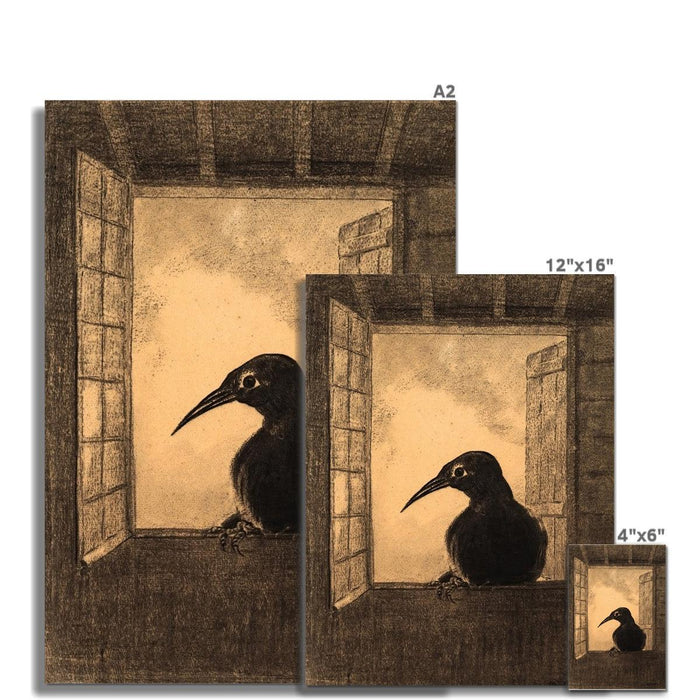 The Raven, Odilon Redon Dark Crow Gothic Wall Art | Vintage Poe Symbolist Gicleé Fine Art Print