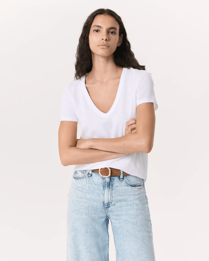 The Slub Vee in Bright White