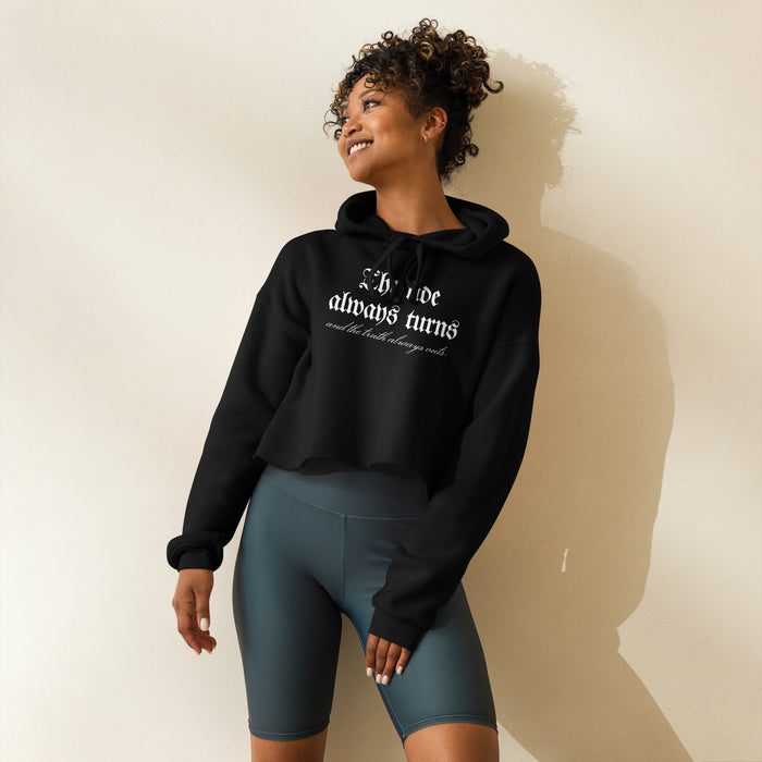 The Tide Always Turns Crop Hoodie - The Bean Workshop - Bookish Aesthetic Sweatshirt, Crop Hoodie, Dark Academia, Fantasy Book Merch, Gothic Aesthetic, hoodie, One Dark Window, Premium Quality, Rachel Gillig, Reader Gift, The Shepherd King, Trendy Streetwear