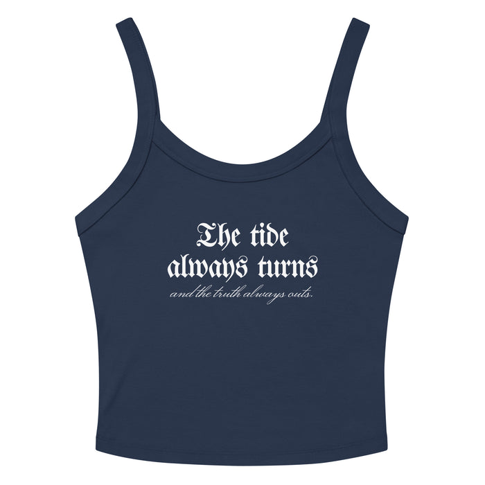 The Tide Always Turns Micro-rib Tank Top - The Bean Workshop - Aesthetic Apparel, Bookish Aesthetic, Dark Academia, Fantasy Series Merch, Gothic Fantasy Tank Top, Literary Quote, Minimalist, One Dark Window, Rachel Gillig Inspired Merch, Reader Fashion, Reader Gift, Ribbed Texture, Summer Reading, Summer Style, Tank Top, The Shepherd King, The Tide Always Turns Merch