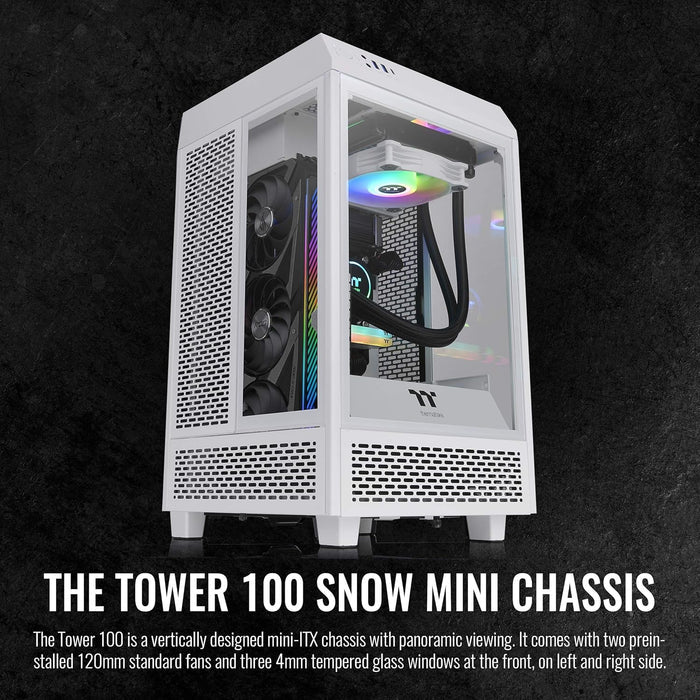 Thermaltake Tower 100 Snow Edition Tempered Glass Mini Tower Computer Chassis For Mini ITX