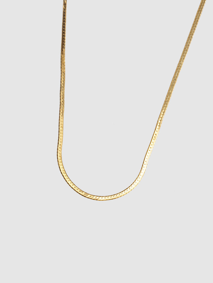 Wolf Circus Minimalist Layering Snake Chain in 14k Gold Vermeil | Thin Herringbone Chain in Gold-Necklaces-wolfcircus.com