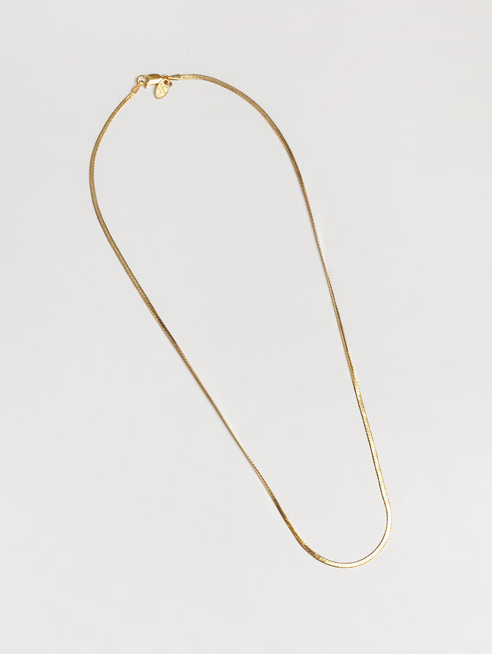 Wolf Circus Minimalist Layering Snake Chain in 14k Gold Vermeil | Thin Herringbone Chain in Gold-Necklaces-wolfcircus.com