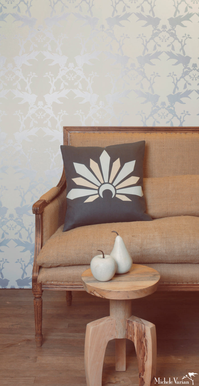 Thornbird Wallpaper Snow Metallic Silver