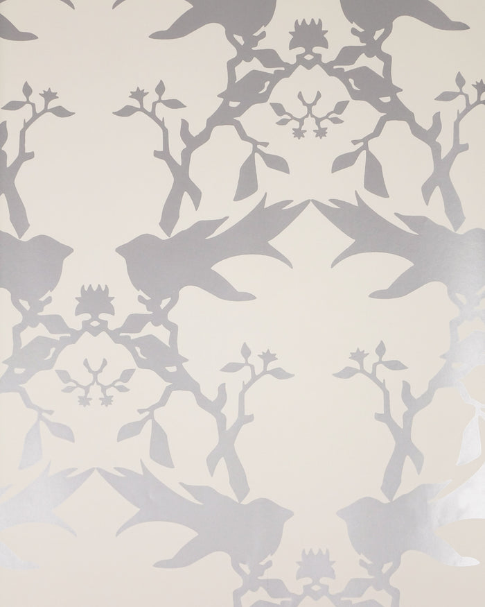 Thornbird Wallpaper Snow Metallic Silver