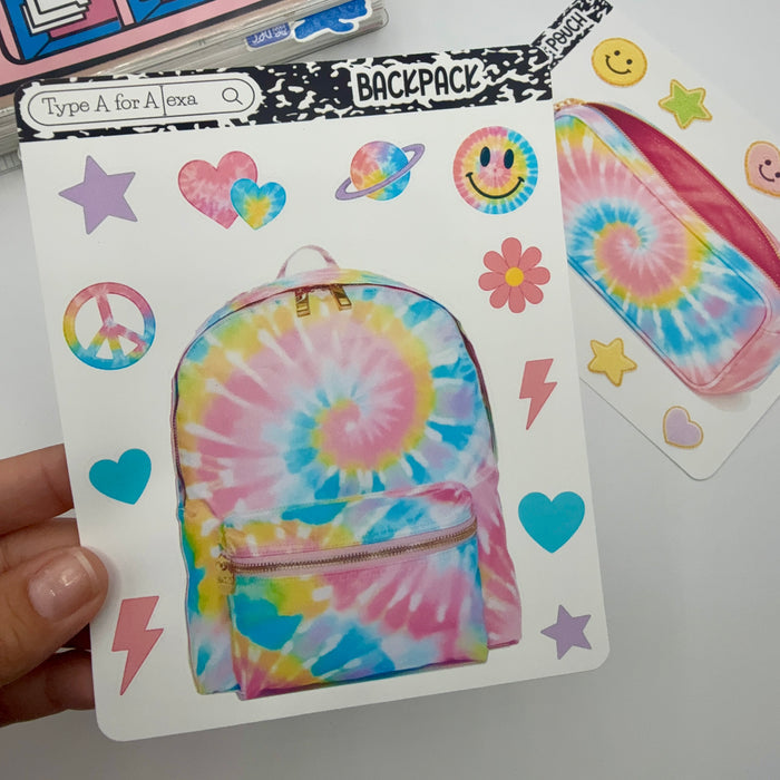 Tie Dye Backpack Jumbo Journaling Sticker Pocket