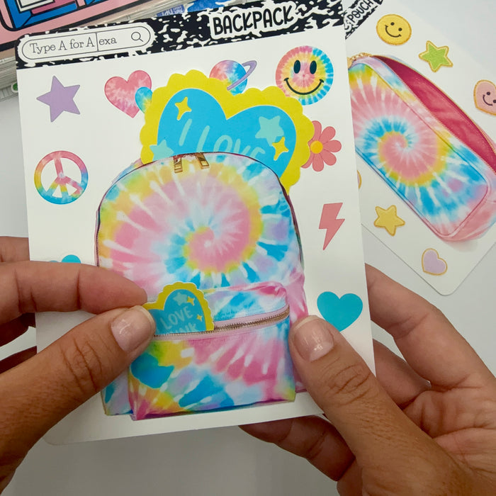 Tie Dye Backpack Jumbo Journaling Sticker Pocket