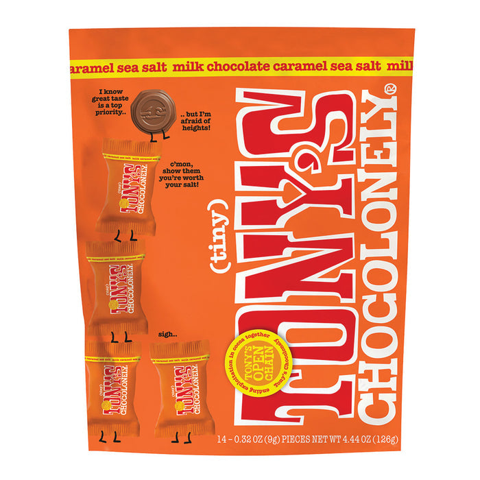 Tony's Chocolonely Tiny Milk Chocolate Caramel Sea Salt Candy Pouch - 8 Count