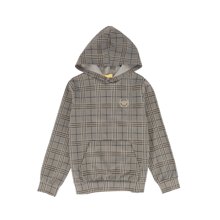 top l/s plaid sweatshirt - brown