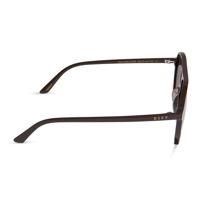 diff eyewear featuring the tosca ii aviator sunglasses with a truffle brown frame and truffle lenses side view