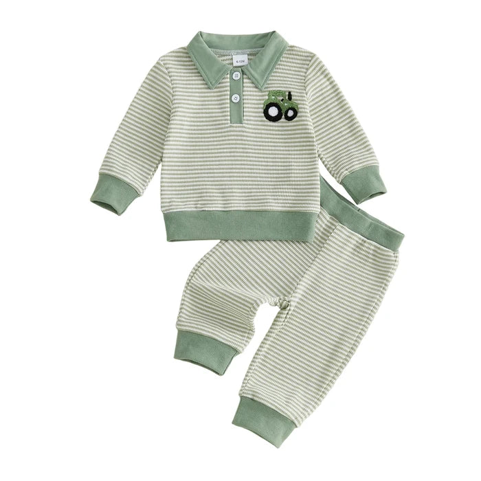 TRACTOR Striped Collared Outfit