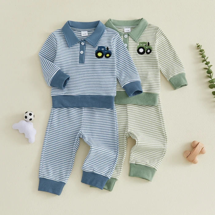 TRACTOR Striped Collared Outfit