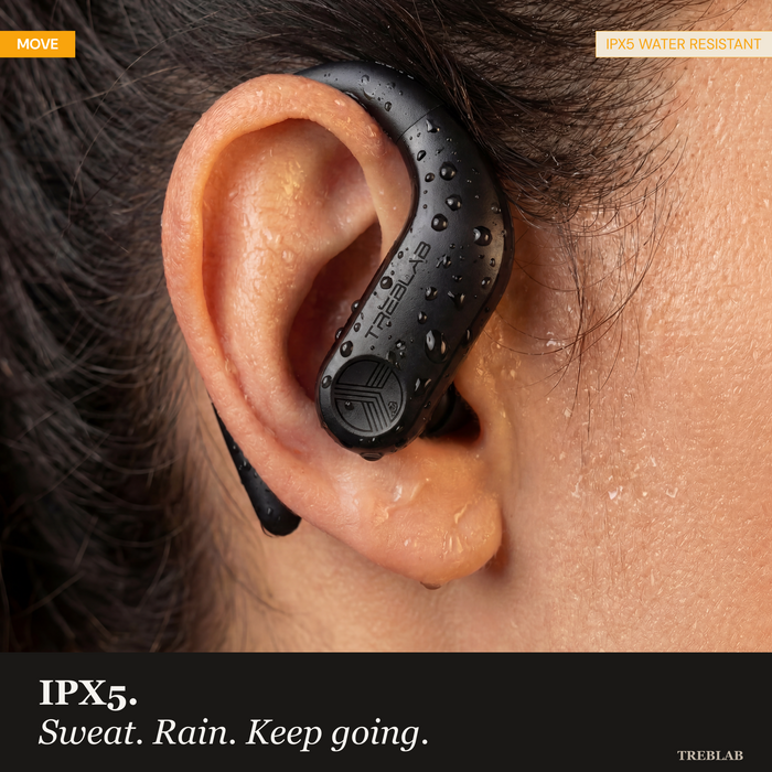 TREBLAB X3-Pro Earbuds Wireless Bluetooth, Earhook IPX5 12H Powerbank | Bluetooth Running Headphones, gaming mode 60ms, wireless charging case, secure earhook, ENC mics, BT 5.3, 9g ultra-light