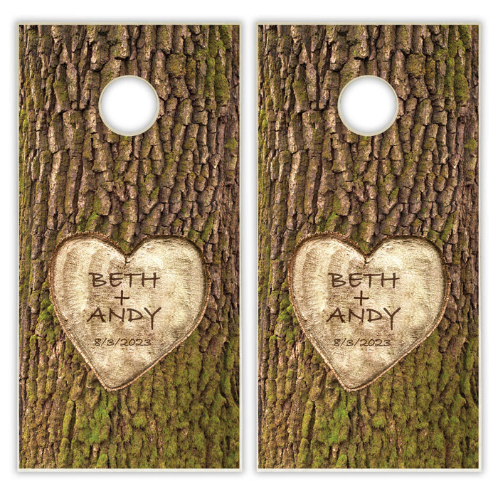 Tree Carved Wedding Customized Cornhole Boards