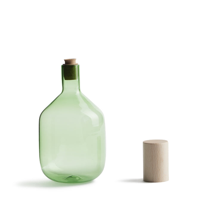R+D.LAB Trulli Tall Bottle Green Wood Cap Cork Spout