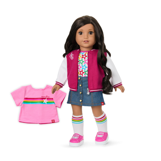 Truly Me™ 18-inch Doll #108 with curly black-brown hair