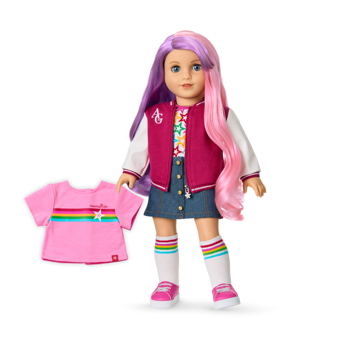 Truly Me™ 18-inch Doll #116 with wavy purple-and-pink hair