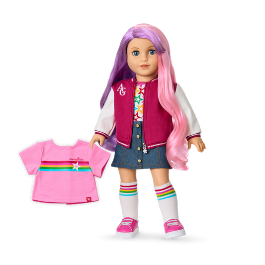 Truly Me™ 18-inch Doll #116 with wavy purple-and-pink hair