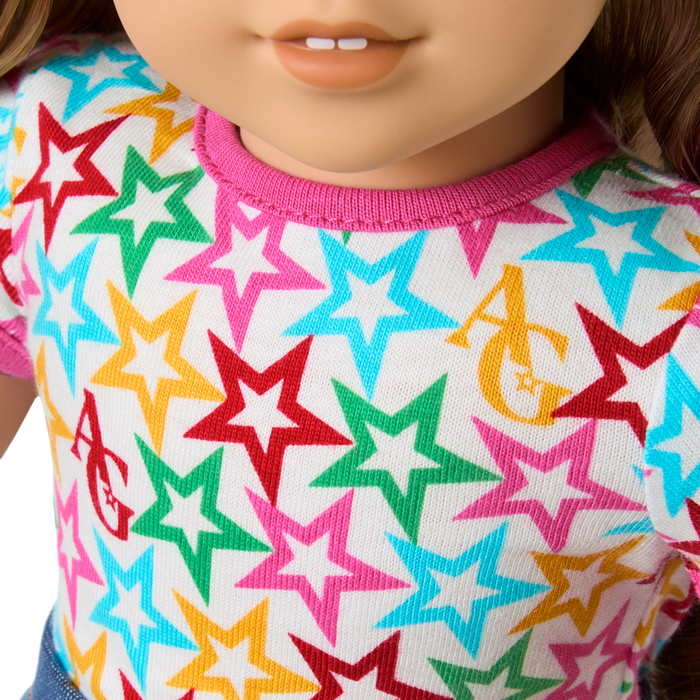Truly Me™ 18-inch Doll #118 with curly caramel hair