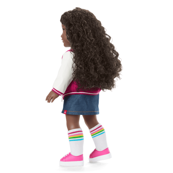 Truly Me™ 18-inch Doll #127 with curly dark-brown hair