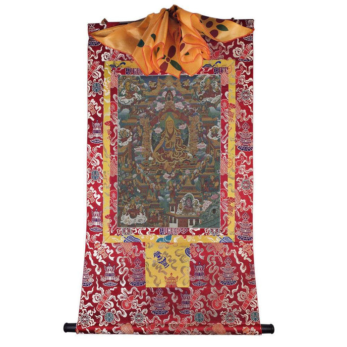 Tsongkhapa - 18th Century - Tibetan thangka painting, detailed view