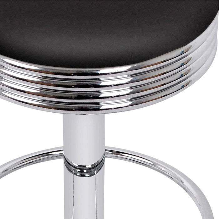 Two Backless PU Leather Bar Stools - Black and Chrome -Home Living Store - -