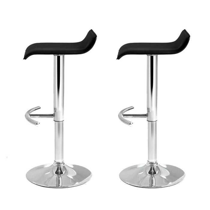 Two Bar Stools Adjustable Gas Lift Chairs Black -Home Living Store - -