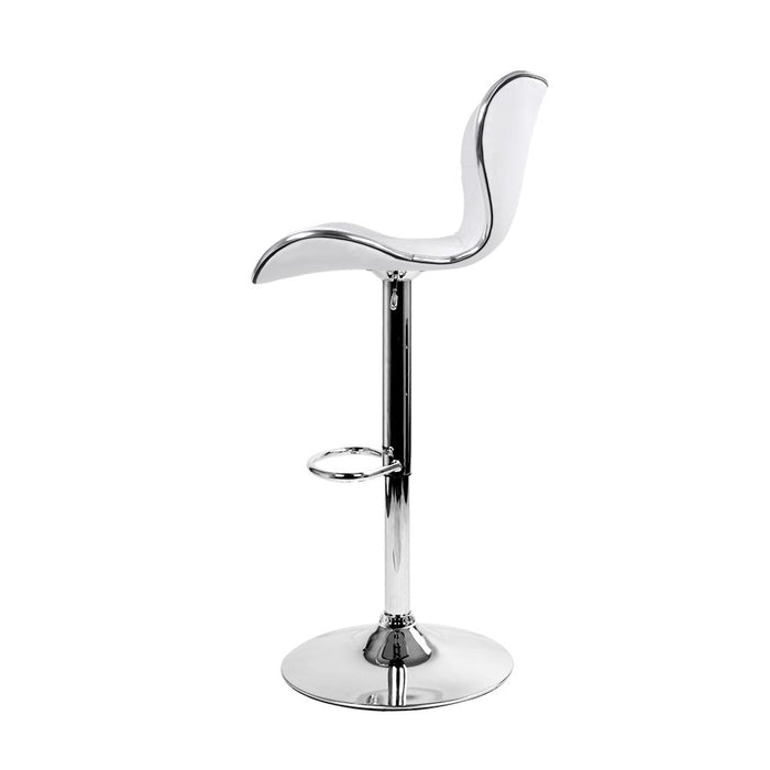 Two Bar Stools Gas Lift Leather Seat White -Home Living Store - -