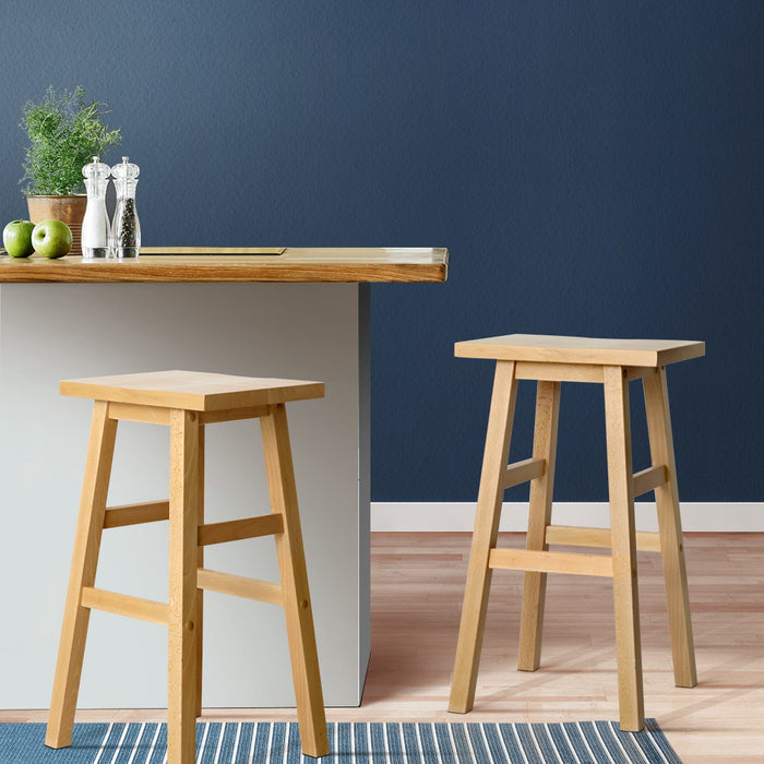 Two Bar Stools Kitchen Counter Stools Wooden Chairs Natural-Home Living Store-Furniture > Chairs > Table & Bar Stools