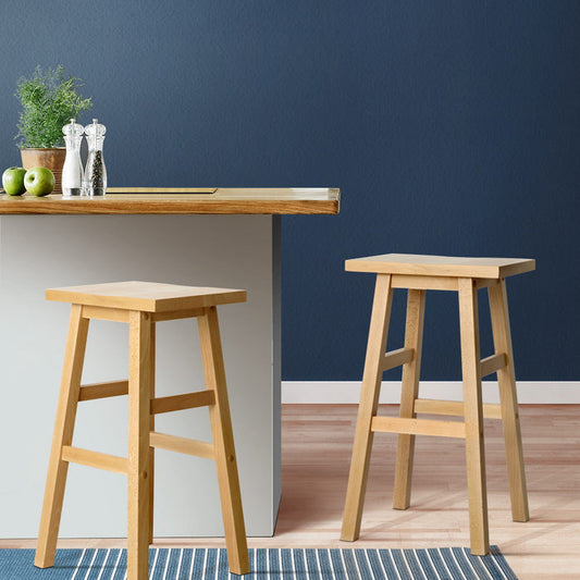 Two Bar Stools Kitchen Counter Stools Wooden Chairs Natural-Home Living Store-Furniture > Chairs > Table & Bar Stools