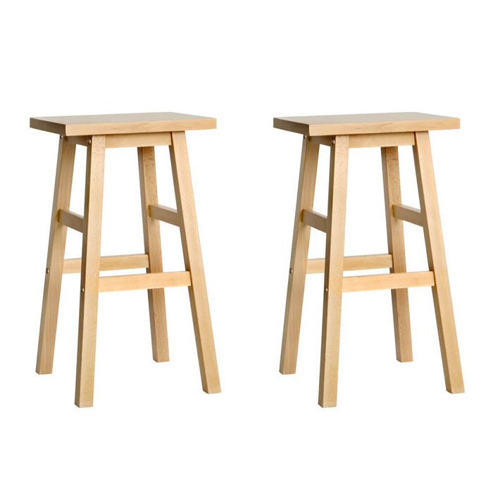 Two Bar Stools Kitchen Counter Stools Wooden Chairs Natural-Home Living Store-