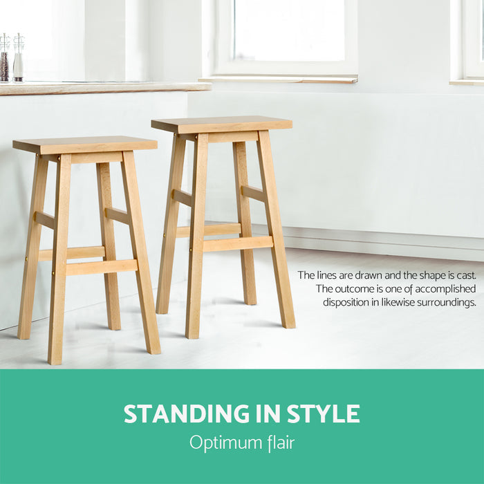 Two Bar Stools Kitchen Counter Stools Wooden Chairs Natural-Home Living Store-