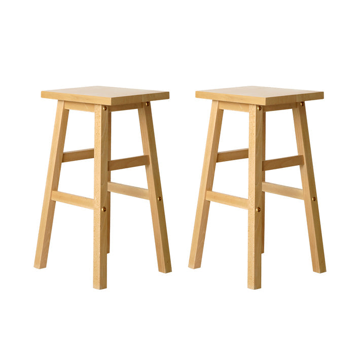Two Bar Stools Kitchen Counter Stools Wooden Chairs Natural-Home Living Store-