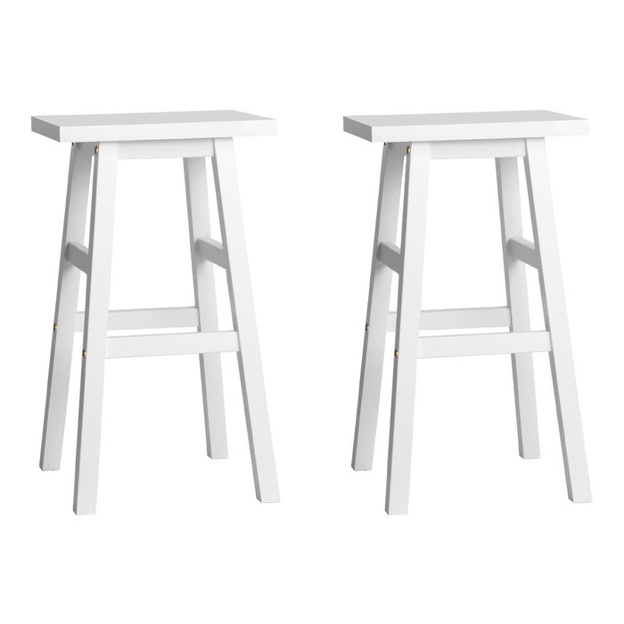 Two Bar Stools Kitchen Counter Stools Wooden Chairs White-Home Living Store-