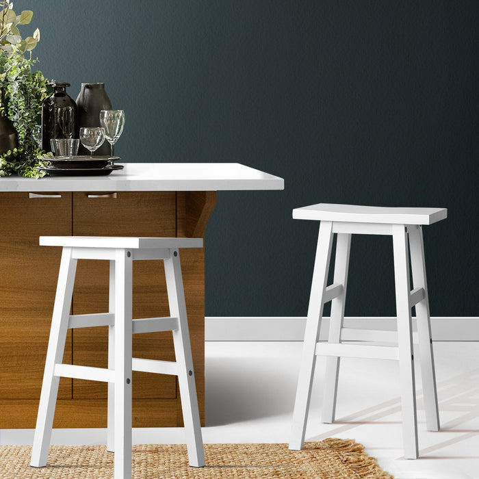 Two Bar Stools Kitchen Counter Stools Wooden Chairs White-Home Living Store-