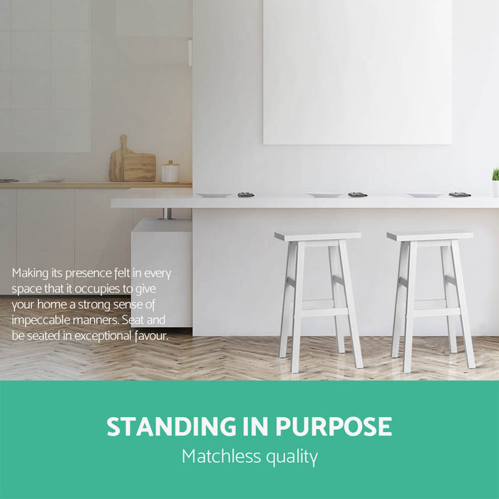 Two Bar Stools Kitchen Counter Stools Wooden Chairs White-Home Living Store-