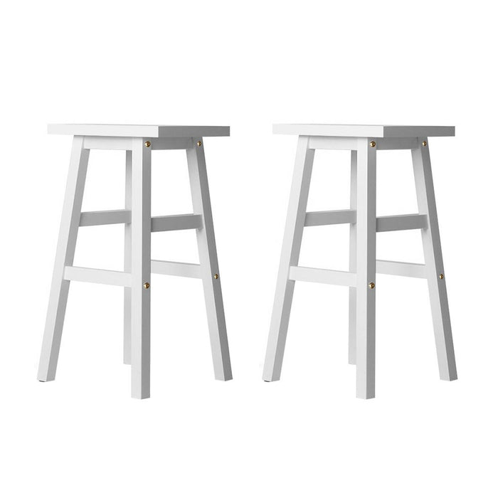 Two Bar Stools Kitchen Counter Stools Wooden Chairs White-Home Living Store-