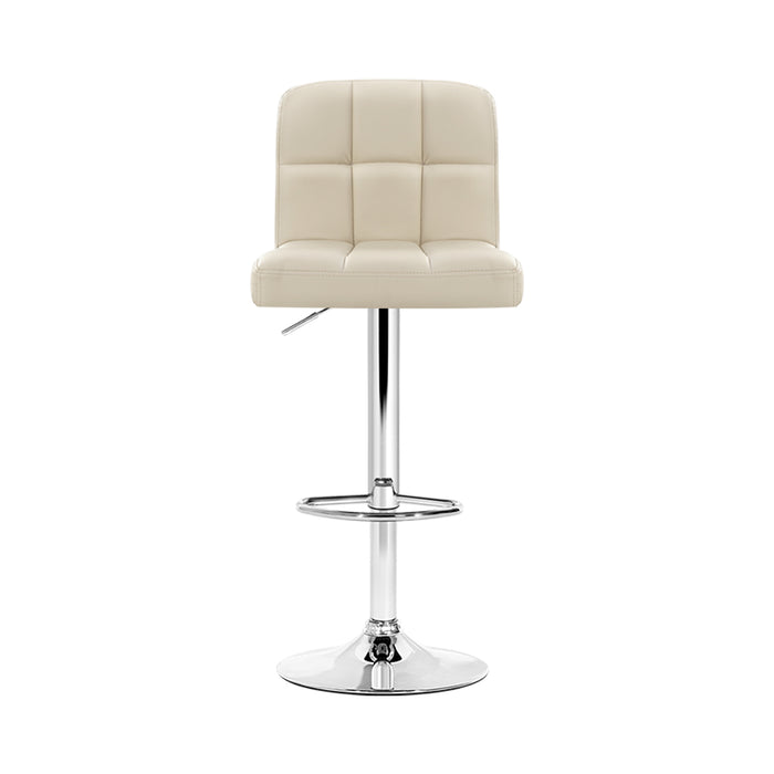 Two Bar Stools Leather Gas Lift Beige-Home Living Store-