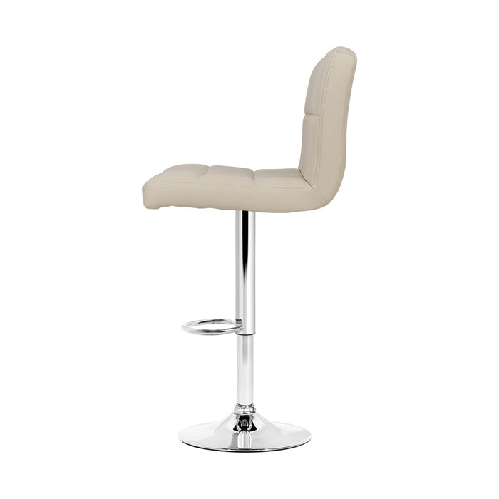 Two Bar Stools Leather Gas Lift Beige-Home Living Store-
