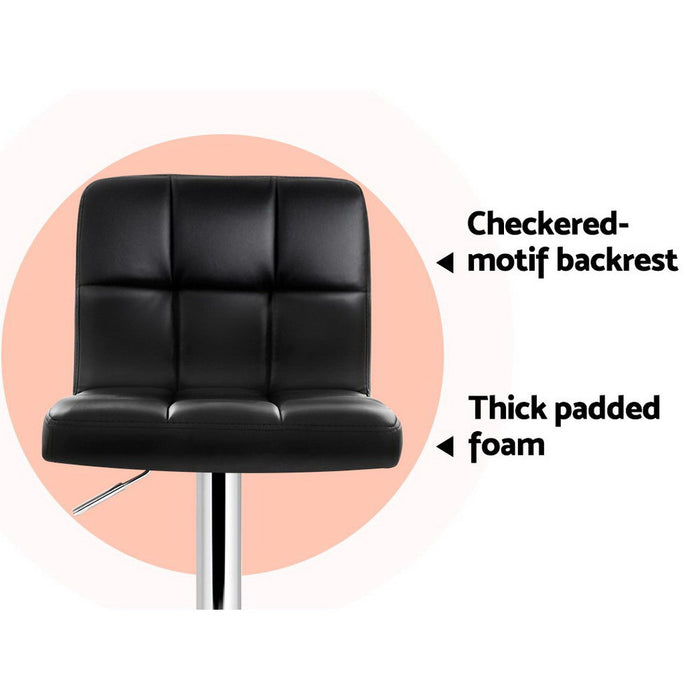 Two Bar Stools Leather Gas Lift Black-Home Living Store-