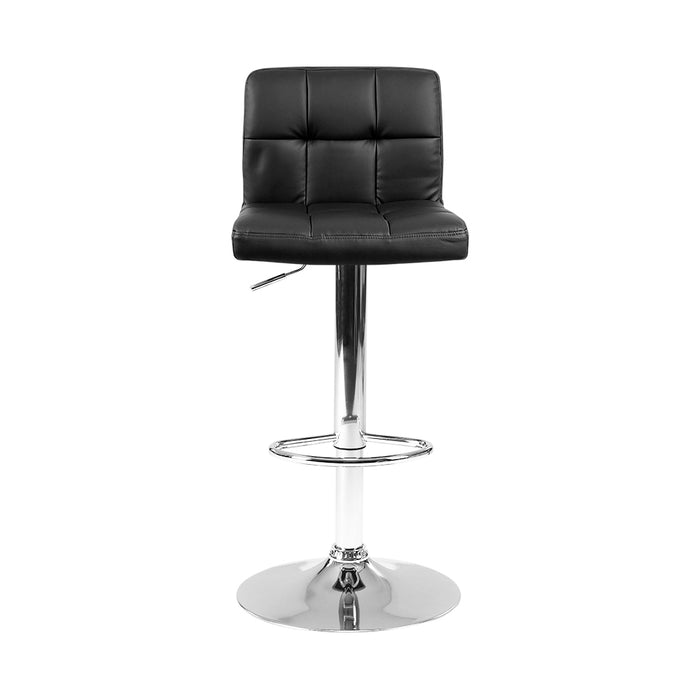 Two Bar Stools Leather Gas Lift Black-Home Living Store-