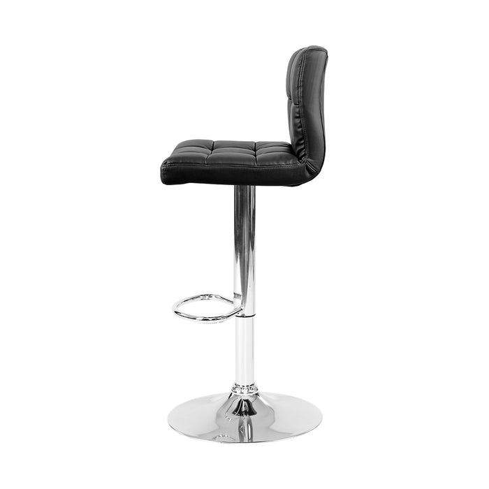 Two Bar Stools Leather Gas Lift Black-Home Living Store-