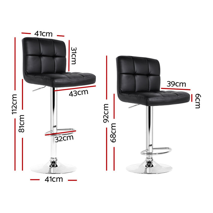Two Bar Stools Leather Gas Lift Black-Home Living Store-
