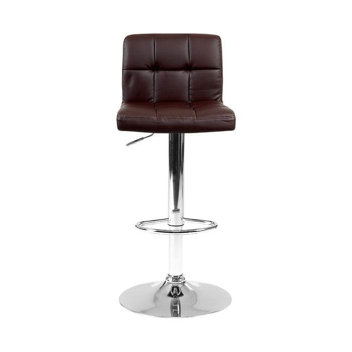 Two Bar Stools Leather Gas Lift Brown-Home Living Store-