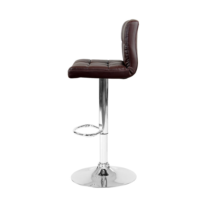 Two Bar Stools Leather Gas Lift Brown-Home Living Store-