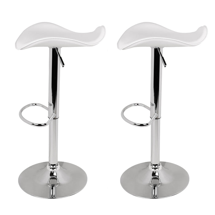 Two Bar Stools Leather Gas Lift Chair White-Home Living Store-