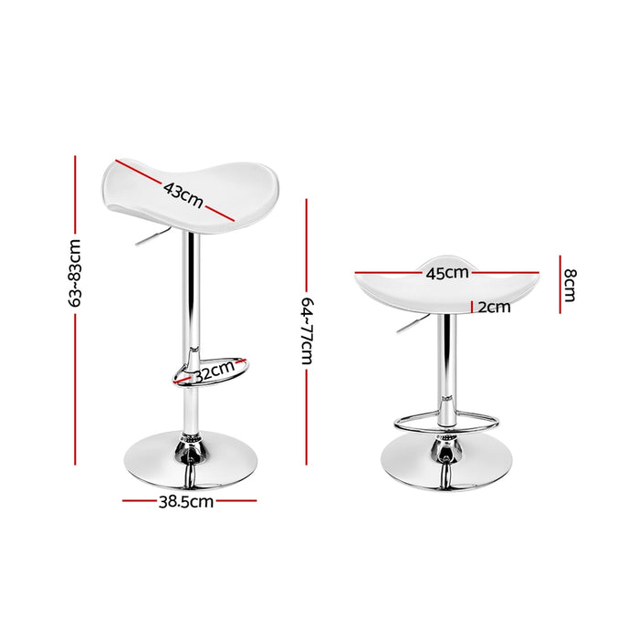 Two Bar Stools Leather Gas Lift Chair White-Home Living Store-