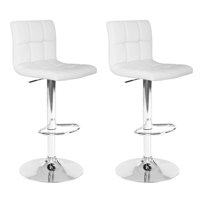 Two Bar Stools Leather Gas Lift White-Home Living Store-