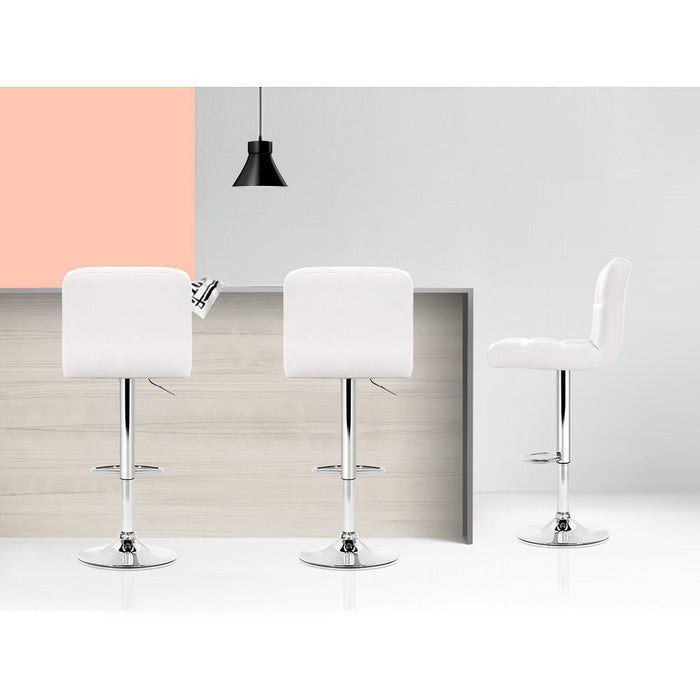 Two Bar Stools Leather Gas Lift White-Home Living Store-